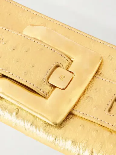 Balmain Anthem Buckled Ostrich-effect Metallic Leather Clutch | Thumbnail 5 Balmain Anthem Buckled Ostrich-effect Metallic Leather Clutch | Thumbnail 5
