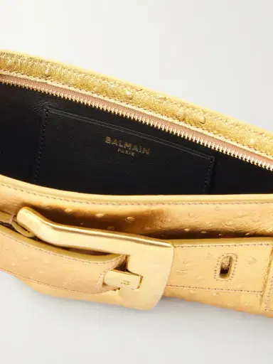 Balmain Anthem Buckled Ostrich-effect Metallic Leather Clutch | Thumbnail 6 Balmain Anthem Buckled Ostrich-effect Metallic Leather Clutch | Thumbnail 6