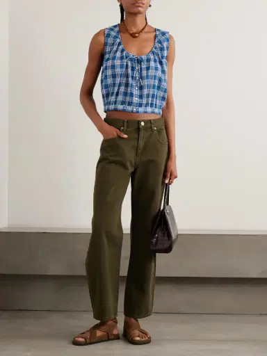 DÔEN Theo Cropped Checked Organic Cotton Top | Thumbnail 2 DÔEN Theo Cropped Checked Organic Cotton Top | Thumbnail 2