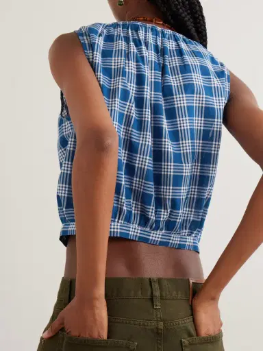 DÔEN Theo Cropped Checked Organic Cotton Top | Thumbnail 3 DÔEN Theo Cropped Checked Organic Cotton Top | Thumbnail 3