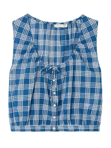 DÔEN Theo Cropped Checked Organic Cotton Top | Thumbnail 1 DÔEN Theo Cropped Checked Organic Cotton Top | Thumbnail 1