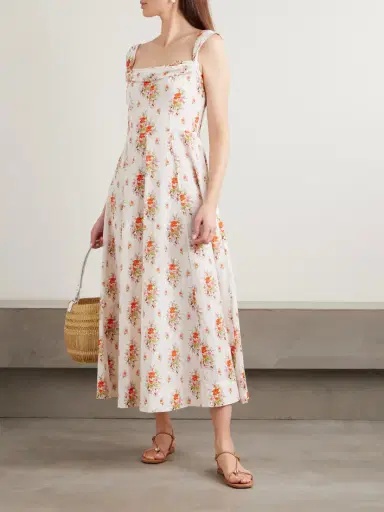 DÔEN Clea Ruffled Floral-print Organic Cotton Midi Dress | Thumbnail 2 DÔEN Clea Ruffled Floral-print Organic Cotton Midi Dress | Thumbnail 2