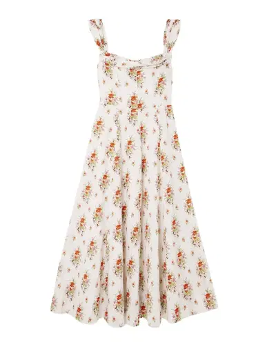 DÔEN Clea Ruffled Floral-print Organic Cotton Midi Dress | Thumbnail 1 DÔEN Clea Ruffled Floral-print Organic Cotton Midi Dress | Thumbnail 1