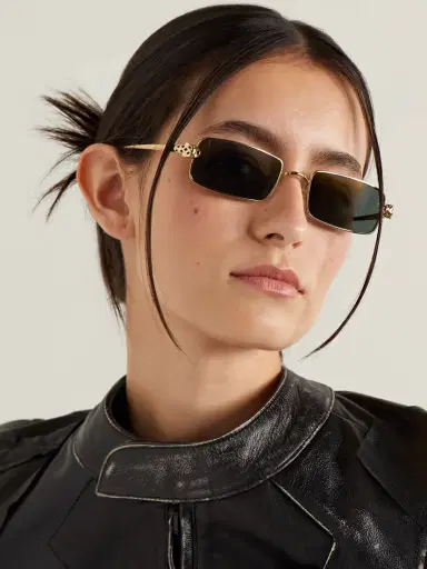 Cartier Eyewear Panthère Rectangle-frame Crystal-embellished Gold-tone Sunglasses | Thumbnail 2 Cartier Eyewear Panthère Rectangle-frame Crystal-embellished Gold-tone Sunglasses | Thumbnail 2