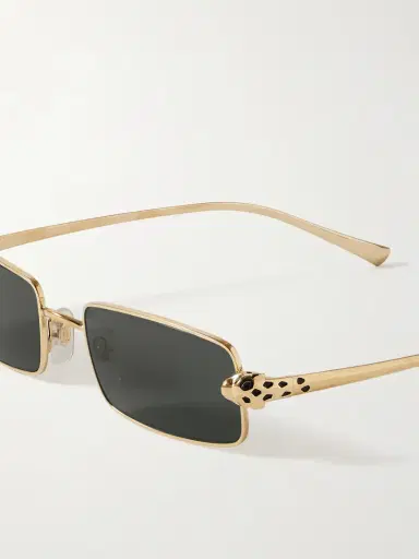 Cartier Eyewear Panthère Rectangle-frame Crystal-embellished Gold-tone Sunglasses | Thumbnail 4 Cartier Eyewear Panthère Rectangle-frame Crystal-embellished Gold-tone Sunglasses | Thumbnail 4