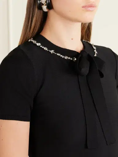 Valentino Garavani Bow-detailed Embellished Jersey Mini Dress | Thumbnail 4 Valentino Garavani Bow-detailed Embellished Jersey Mini Dress | Thumbnail 4