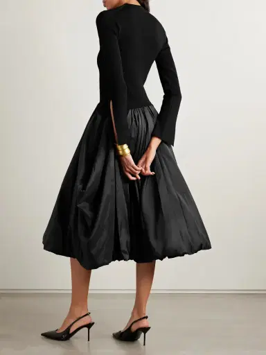 Simkhai Kenlie Ribbed-knit And Taffeta Midi Dress | Thumbnail 3 Simkhai Kenlie Ribbed-knit And Taffeta Midi Dress | Thumbnail 3