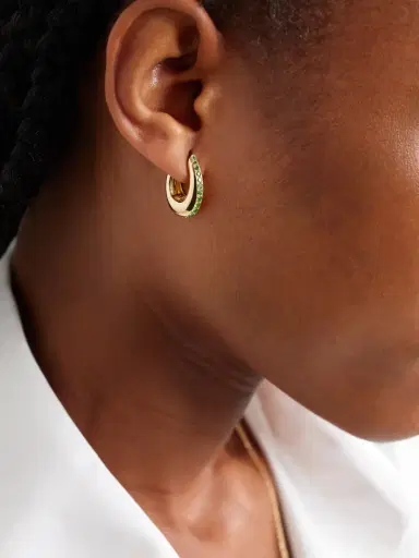 Ananya Chakra Icon 18-karat Gold Tsavorite Hoop Earrings | Thumbnail 2 Ananya Chakra Icon 18-karat Gold Tsavorite Hoop Earrings | Thumbnail 2