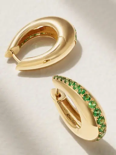 Ananya Chakra Icon 18-karat Gold Tsavorite Hoop Earrings | Thumbnail 3 Ananya Chakra Icon 18-karat Gold Tsavorite Hoop Earrings | Thumbnail 3