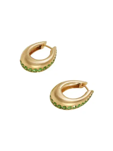 Ananya Chakra Icon 18-karat Gold Tsavorite Hoop Earrings | Thumbnail 1 Ananya Chakra Icon 18-karat Gold Tsavorite Hoop Earrings | Thumbnail 1