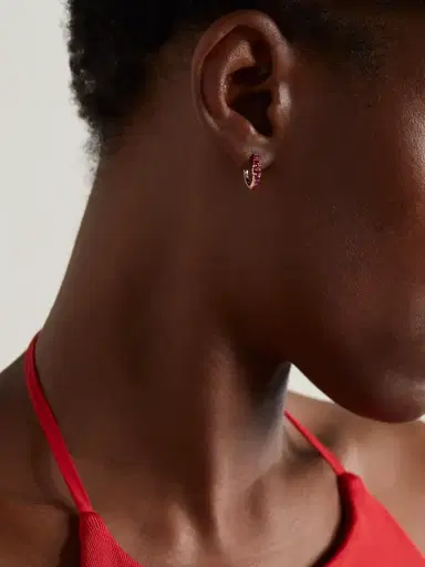 Ileana Makri Rivulet Medium 18-karat Rose Gold Ruby Hoop Earrings | Thumbnail 2 Ileana Makri Rivulet Medium 18-karat Rose Gold Ruby Hoop Earrings | Thumbnail 2
