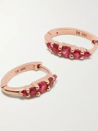 Ileana Makri Rivulet Medium 18-karat Rose Gold Ruby Hoop Earrings | Thumbnail 5 Ileana Makri Rivulet Medium 18-karat Rose Gold Ruby Hoop Earrings | Thumbnail 5