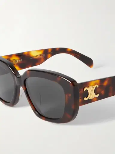 CELINE Eyewear Triomphe Rectangular-frame Tortoiseshell Acetate Sunglasses | Thumbnail 4 CELINE Eyewear Triomphe Rectangular-frame Tortoiseshell Acetate Sunglasses | Thumbnail 4