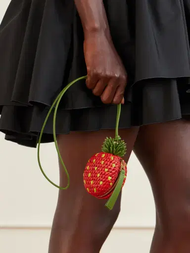 Loewe + Paula's Ibiza Strawberry Leather-trimmed Raffia Pouch | Thumbnail 2 Loewe + Paula's Ibiza Strawberry Leather-trimmed Raffia Pouch | Thumbnail 2