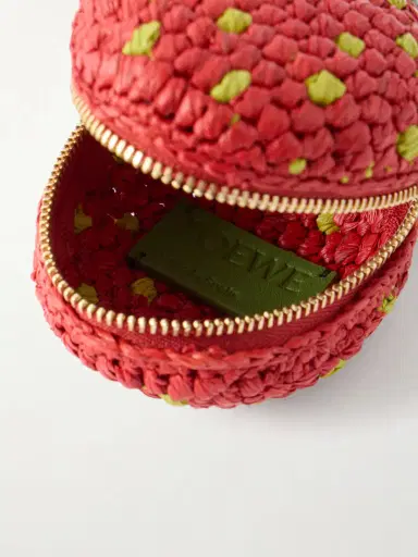 Loewe + Paula's Ibiza Strawberry Leather-trimmed Raffia Pouch | Thumbnail 5 Loewe + Paula's Ibiza Strawberry Leather-trimmed Raffia Pouch | Thumbnail 5