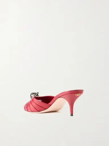 Valentino Garavani Panthea 55 Embellished Gathered Leather Mules | Thumbnail 3 Valentino Garavani Panthea 55 Embellished Gathered Leather Mules | Thumbnail 3