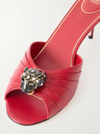 Valentino Garavani Panthea 55 Embellished Gathered Leather Mules | Thumbnail 5 Valentino Garavani Panthea 55 Embellished Gathered Leather Mules | Thumbnail 5