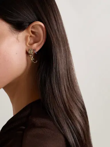 Yvonne Léon 9-karat Gold And Enamel Multi-stone Single Earring | Thumbnail 4 Yvonne Léon 9-karat Gold And Enamel Multi-stone Single Earring | Thumbnail 4