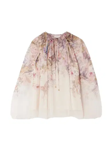 Zimmermann Rebellion Tie-detailed Gathered Chiffon Blouse | Thumbnail 1 Zimmermann Rebellion Tie-detailed Gathered Chiffon Blouse | Thumbnail 1
