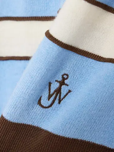 JW Anderson Embroidered Striped Cotton And Wool-blend Polo Shirt | Thumbnail 4 JW Anderson Embroidered Striped Cotton And Wool-blend Polo Shirt | Thumbnail 4