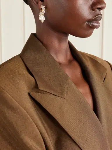 Completedworks Gold-plated Cubic Zirconia And Peal Hoop Earrings | Thumbnail 2 Completedworks Gold-plated Cubic Zirconia And Peal Hoop Earrings | Thumbnail 2