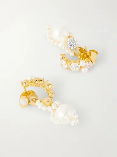 Completedworks Gold-plated Cubic Zirconia And Peal Hoop Earrings | Thumbnail 3 Completedworks Gold-plated Cubic Zirconia And Peal Hoop Earrings | Thumbnail 3
