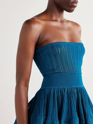 Alaïa Tiered Pointelle-knit Mini Dress | Thumbnail 5 Alaïa Tiered Pointelle-knit Mini Dress | Thumbnail 5