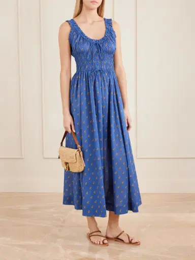 DÔEN Emmaretta Shirred Floral-print Cotton Midi Dress | Thumbnail 2 DÔEN Emmaretta Shirred Floral-print Cotton Midi Dress | Thumbnail 2