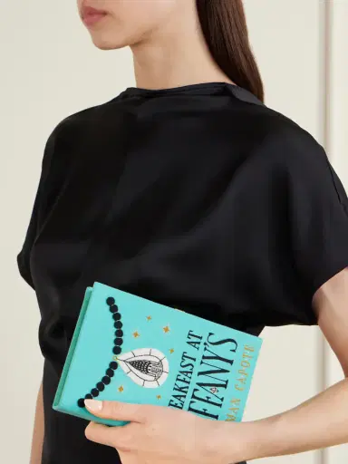 Olympia Le-Tan Breakfast At Tiffany's Appliquéd Embroidered Canvas Clutch | Thumbnail 2 Olympia Le-Tan Breakfast At Tiffany's Appliquéd Embroidered Canvas Clutch | Thumbnail 2