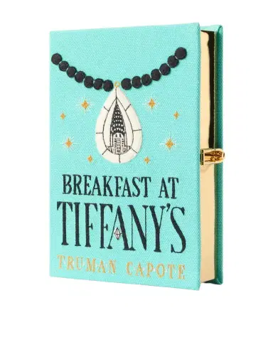 Olympia Le-Tan Breakfast At Tiffany's Appliquéd Embroidered Canvas Clutch | Thumbnail 1 Olympia Le-Tan Breakfast At Tiffany's Appliquéd Embroidered Canvas Clutch | Thumbnail 1