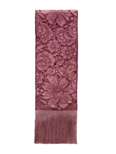 Valentino Garavani Embroidered Fringed Silk Crocheted Scarf | Thumbnail 1 Valentino Garavani Embroidered Fringed Silk Crocheted Scarf | Thumbnail 1