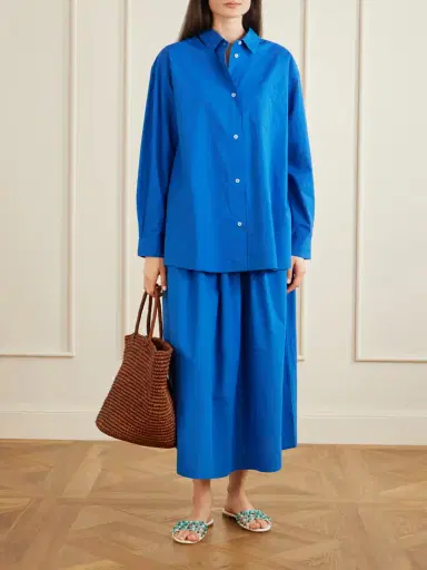 SKALL Dagny Organic Cotton-poplin Midi Skirt | Thumbnail 2 SKALL Dagny Organic Cotton-poplin Midi Skirt | Thumbnail 2