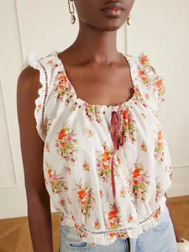 DÔEN Traveler Embroidered Floral-print Organic Cotton Blouse | Thumbnail 4 DÔEN Traveler Embroidered Floral-print Organic Cotton Blouse | Thumbnail 4