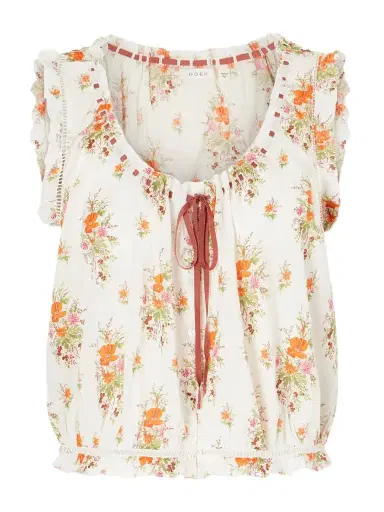 DÔEN Traveler Embroidered Floral-print Organic Cotton Blouse | Thumbnail 1 DÔEN Traveler Embroidered Floral-print Organic Cotton Blouse | Thumbnail 1
