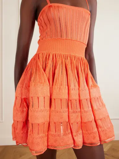 Alaïa Tiered Pointelle-knit Mini Dress | Thumbnail 4 Alaïa Tiered Pointelle-knit Mini Dress | Thumbnail 4