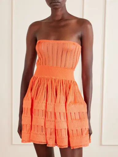 Alaïa Tiered Pointelle-knit Mini Dress | Thumbnail 5 Alaïa Tiered Pointelle-knit Mini Dress | Thumbnail 5