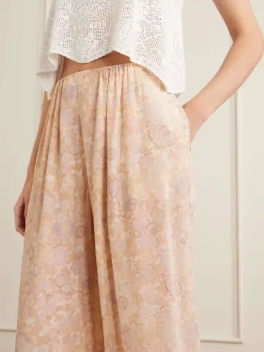 Chloé Ruffled Floral-print Silk-charmeuse Wide-leg Pants | Thumbnail 5 Chloé Ruffled Floral-print Silk-charmeuse Wide-leg Pants | Thumbnail 5