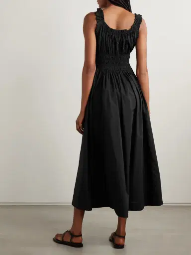 DÔEN Emmaretta Tie-detailed Shirred Organic Cotton-voile Midi Dress | Thumbnail 3 DÔEN Emmaretta Tie-detailed Shirred Organic Cotton-voile Midi Dress | Thumbnail 3