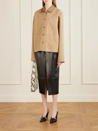Khaite Wyatt Suede-trimmed Cotton-gabardine Jacket | Thumbnail 2 Khaite Wyatt Suede-trimmed Cotton-gabardine Jacket | Thumbnail 2