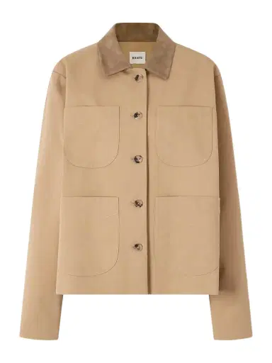 Khaite Wyatt Suede-trimmed Cotton-gabardine Jacket | Thumbnail 1 Khaite Wyatt Suede-trimmed Cotton-gabardine Jacket | Thumbnail 1
