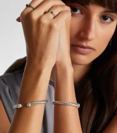 David Yurman Cable Flex sterling silver bracelet with diamonds and pearls | Thumbnail 3 David Yurman Cable Flex sterling silver bracelet with diamonds and pearls | Thumbnail 3
