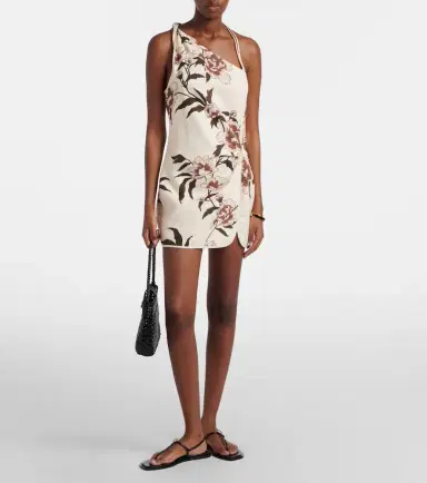 SIR. Floral one-shoulder linen minidress | Thumbnail 4 SIR. Floral one-shoulder linen minidress | Thumbnail 4