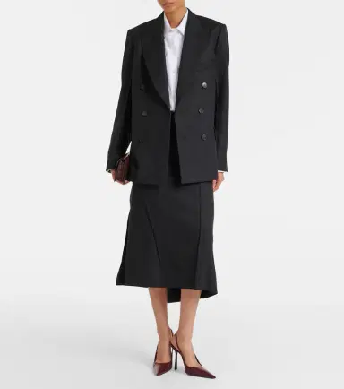 Victoria Beckham Draped virgin wool midi skirt | Thumbnail 4 Victoria Beckham Draped virgin wool midi skirt | Thumbnail 4