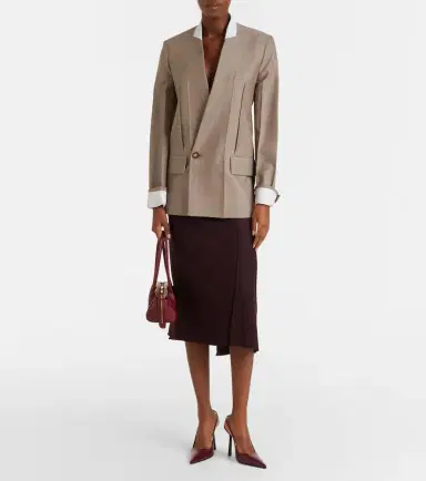 Victoria Beckham Draped virgin wool midi skirt | Thumbnail 4 Victoria Beckham Draped virgin wool midi skirt | Thumbnail 4