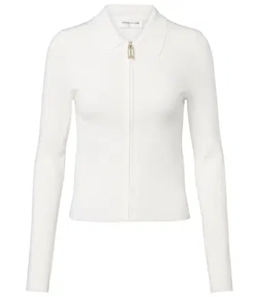Victoria Beckham Mila ribbed-knit zip-up top | Thumbnail 1 Victoria Beckham Mila ribbed-knit zip-up top | Thumbnail 1