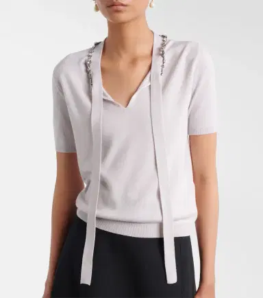 Valentino Embellished tie-neck virgin wool sweater | Thumbnail 2 Valentino Embellished tie-neck virgin wool sweater | Thumbnail 2
