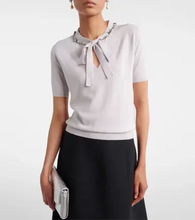 Valentino Embellished tie-neck virgin wool sweater | Thumbnail 3 Valentino Embellished tie-neck virgin wool sweater | Thumbnail 3