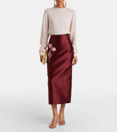 Erdem Floral-appliqué satin slip skirt | Thumbnail 5 Erdem Floral-appliqué satin slip skirt | Thumbnail 5