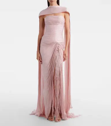 Marmar Halim Draped pleated scarf-detail bustier gown | Thumbnail 3 Marmar Halim Draped pleated scarf-detail bustier gown | Thumbnail 3