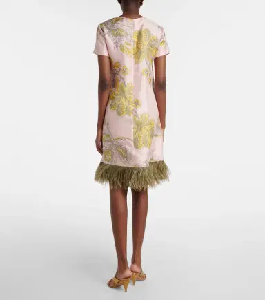 La DoubleJ Swing feather-trimmed floral silk twill minidress | Thumbnail 3 La DoubleJ Swing feather-trimmed floral silk twill minidress | Thumbnail 3